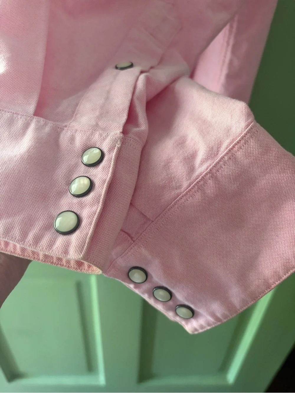 Polo Ralph Lauren Pink Men's Pearl Snap Size medium Western Cowboy Shirt Rodeo